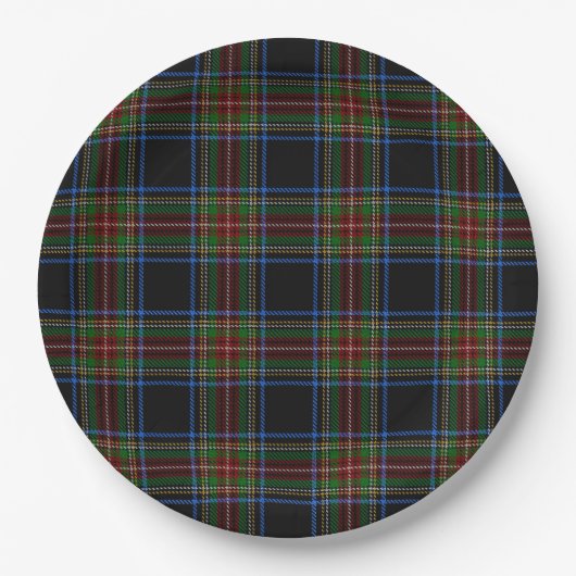 Stewart Black Tartan Pappteller (Vorderseite)