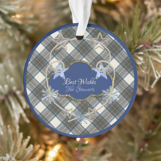 Stewart Blue Dress Original Scottish Tartan Ornament (Baum)