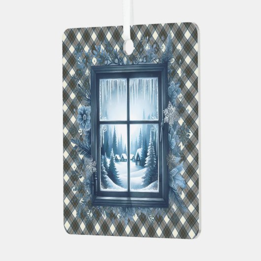 Stewart Blue Dress Scottish Clan Tartan Christmas Ornament Aus Metall (Vorderseite links)