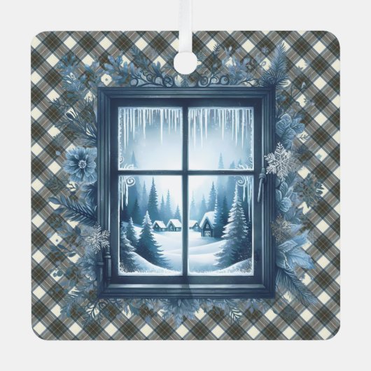 Stewart Blue Dress Scottish Clan Tartan Christmas Ornament Aus Metall (Vorderseite)