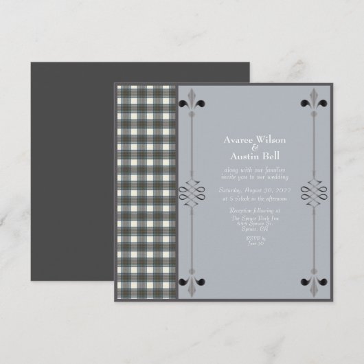 Stewart Blue Dress Tartan Wedding Einladung (Vorne/Hinten)