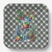 Stewart Blue Schottischer Tartan Weihnachtspapiert Pappteller (Vorderseite)