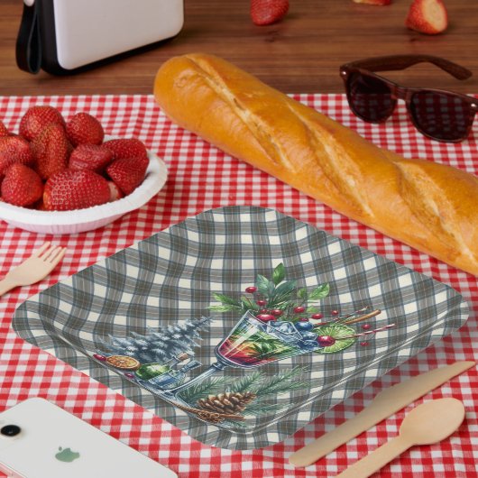 Stewart Blue Scottish Tartan Christmas Paper Plate Pappteller (Picknick)