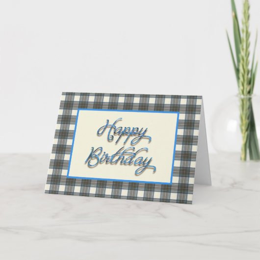 Stewart Blue Tartan Birthday Card Karte (Vorderseite)