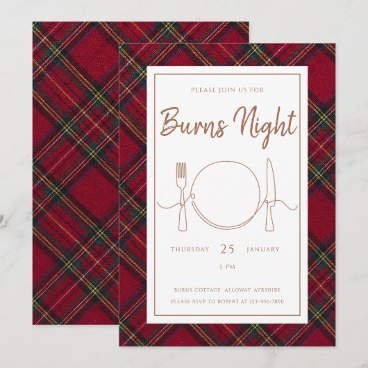 Stewart Burns Night Invitation Einladung (Vorne/Hinten)