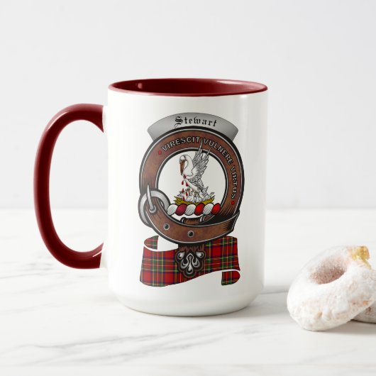 Stewart Clan Abzeichen Combo 15oz Tasse (Mit Donut)