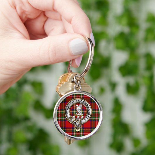Stewart Clan Abzeichen & Tartan Key Rings Schlüsselanhänger (Hand)