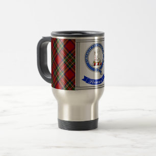 Stewart Clan Abzeichen & Tartan Personalisiert Reisebecher