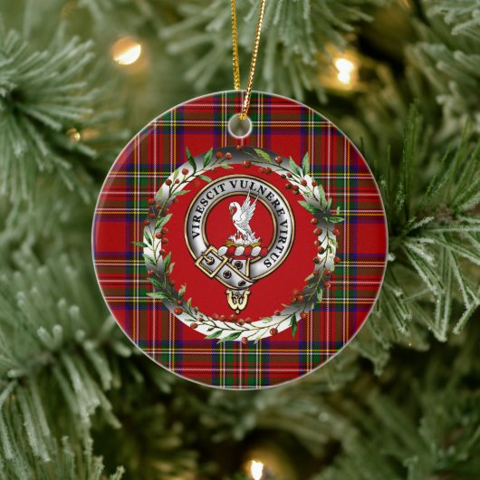 Stewart Clan Abzeichen & Tartan Personalisiertes W Keramik Ornament (Baum)