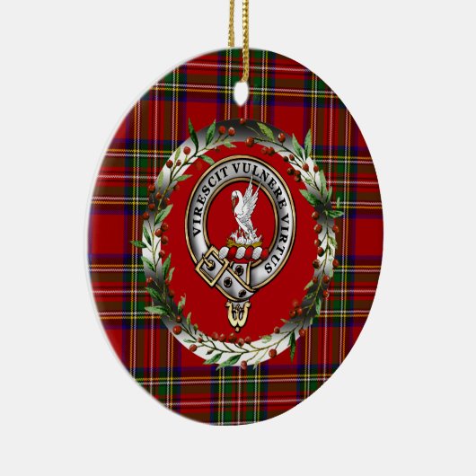 Stewart Clan Abzeichen & Tartan Personalisiertes W Keramik Ornament (Rechts)