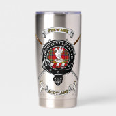 Stewart Clan Abzeichen Tartan & Schwerter Thermobecher (Vorderseite)
