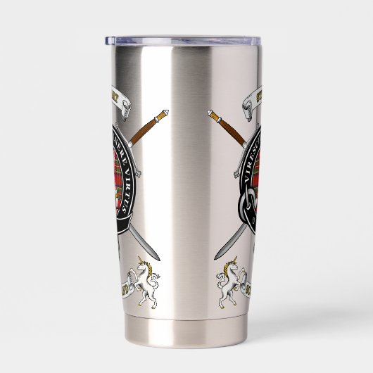 Stewart Clan Abzeichen Tartan & Schwerter Thermobecher (Rechts)