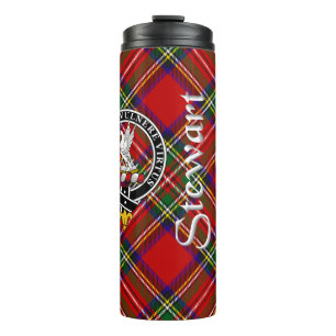 Stewart Clan Abzeichen & Tartan Thermosbecher