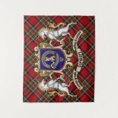 Stewart Clan Abzeichen & Unicorns w/Tartan Wandteppich (Vorderseite)