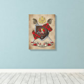 Stewart Clan Abzeichen W/Crossed Schwerter Leinwanddruck (Insitu (Holzboden))