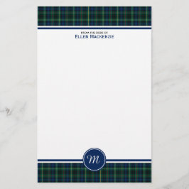Stewart Clan Hunting Tartan Green Kariert Monogram Briefpapier