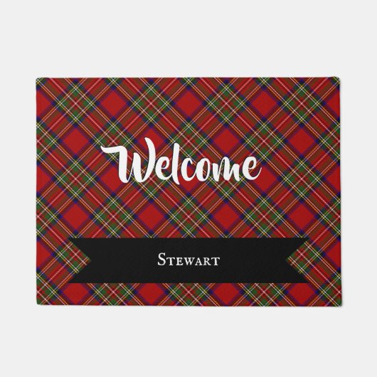 Stewart Clan Scottish Tartan Kariertes Muster Fußmatte (Vorderseite)