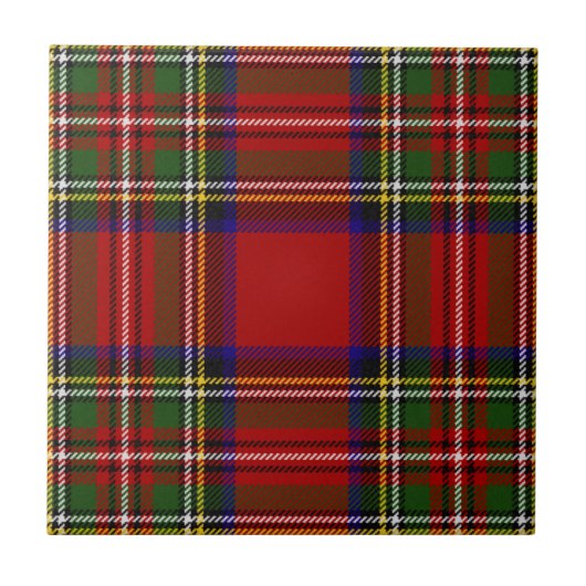 Stewart Clan Tartan Kariertes Muster Fliese (Vorderseite)