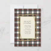 Stewart Dress Modern Tartan mit Goldrahmen Save The Date (Vorderseite)