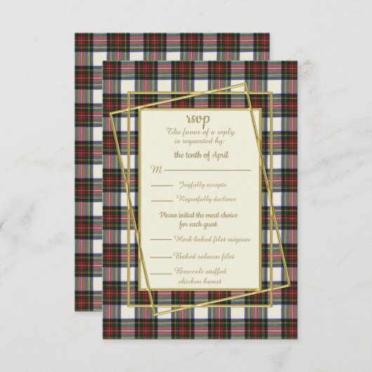 Stewart Dress Modern Tartan Response Card RSVP Karte (Vorne/Hinten)