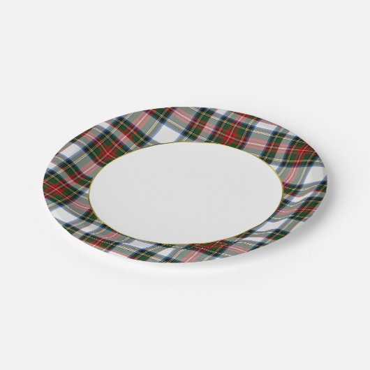 Stewart Dress Tartan Kariertes Papierplatte Pappteller (Schrägansicht)
