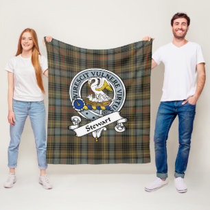 Stewart Hunting Weathered Clan Abzeichen Tartan Ka Fleecedecke