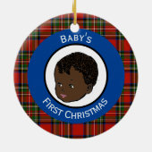 Stewart Kariert Black Baby's First Christmas Keramik Ornament (Hinten)