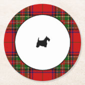Stewart karierter schwarzer Scottie Runder Pappuntersetzer (Vorderseite)
