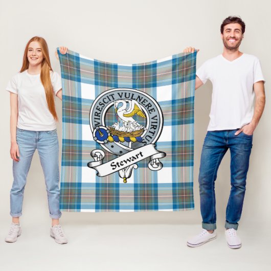 Stewart Muted Blue Clan Abzeichen Tartan Kariert Fleecedecke (Beispiel)