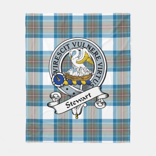 Stewart Muted Blue Clan Abzeichen Tartan Kariert Fleecedecke (Vorderseite)