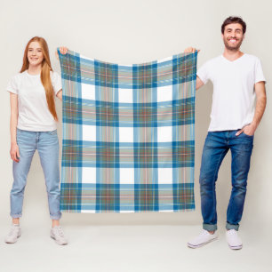 Stewart Muted Blue Kariert Fleecedecke