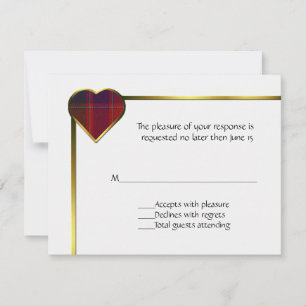 Stewart Red Kariert Heart RSVP Card