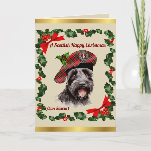 Stewart Scottie Dog Personalisiert Xmas Card Karte (Vorderseite)