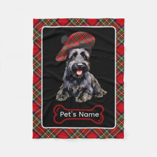 Stewart Scottie Dog Tartan Personalisiert Dog Fleecedecke (Vorderseite)