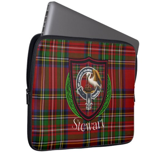 Stewart Scottish Clan Tartan and Crest Laptopschutzhülle (Vorne Rechts)