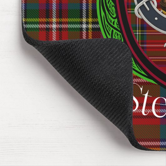Stewart Scottish Clan Tartan and Crest Mousepad (Ecke)