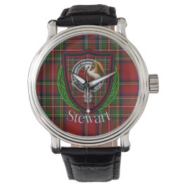Stewart Scottish Clan Tartan & Crest Armbanduhr