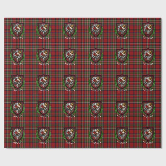 Stewart Scottish Clan Tartan & Crest Geschenkpapier (Flach)