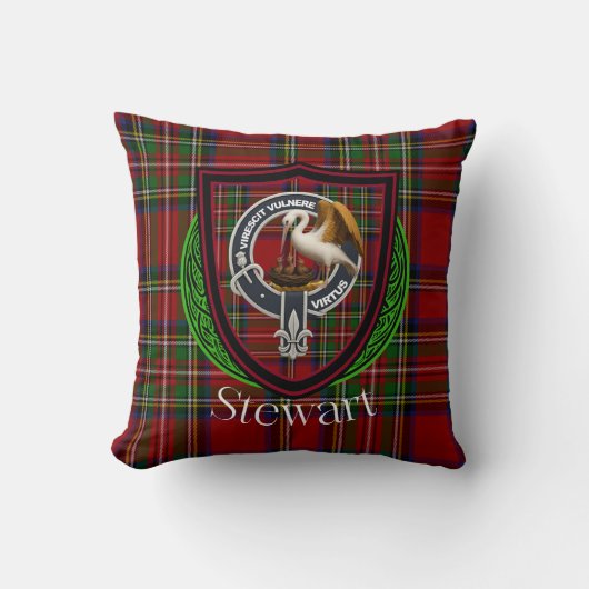 Stewart Scottish Clan Tartan & Crest Kissen (Vorderseite)
