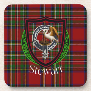 Stewart Scottish Clan Tartan & Wappen Getränkeuntersetzer