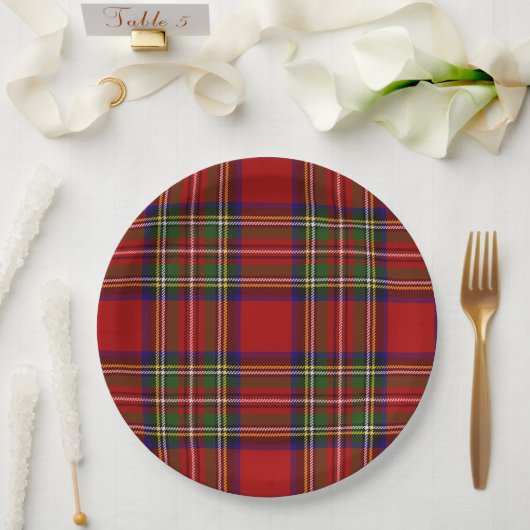 Stewart Tartan Kariert Scottish Symmetrie Pappteller (Hochzeit)