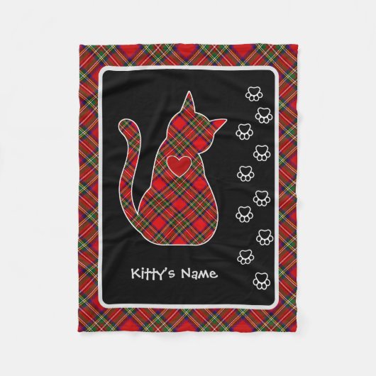 Stewart Tartan Kitty Personalisiert Fleecedecke (Vorderseite)