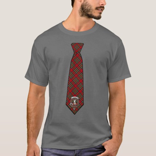 Stewart Tartan Necktie T - Shirt mit Abzeichen (Vorderseite)