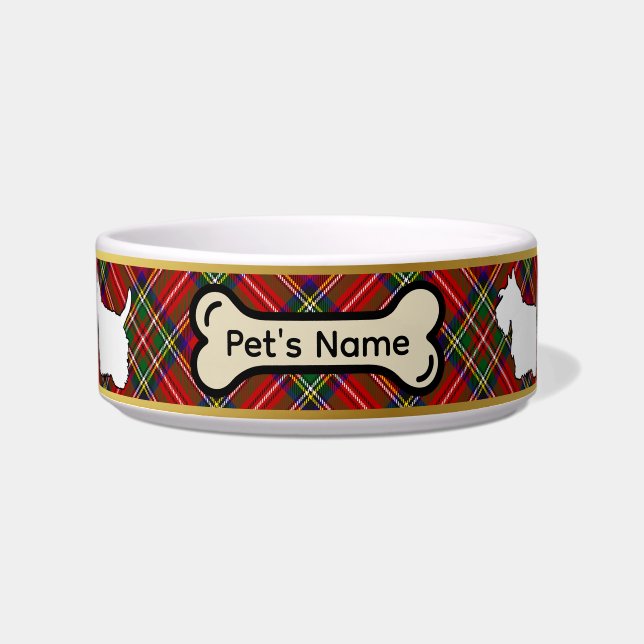 Stewart Tartan Scottie Dog Personalisiert Bowl Napf (Vorderseite)