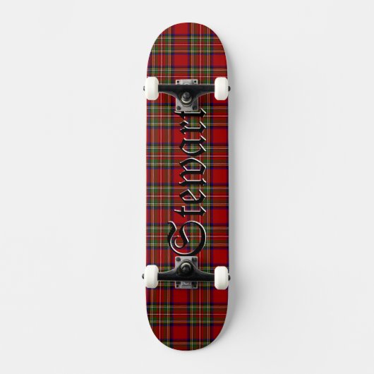 Stewart Tartan Scottish Kariert Pattern Skateboard (Vorderseite)