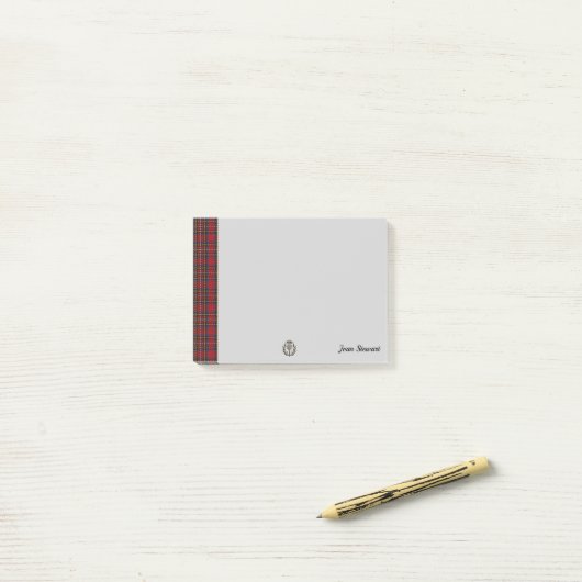 Stewart Tartan & Scottish Thistle Personalisiert Post-it Klebezettel (Auf Schreibtisch)