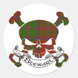 Stewart Tartan Skull Runder Aufkleber
