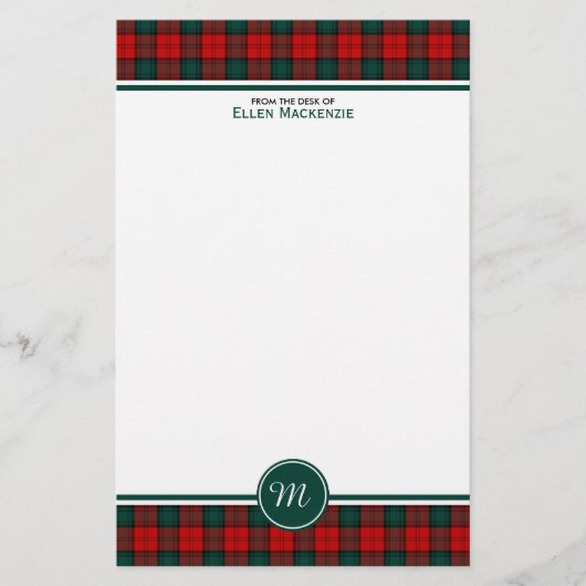 Stewart von Atholl Clan Tartan Monogram Briefpapier (Vorderseite)