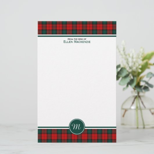 Stewart von Atholl Clan Tartan Monogram Briefpapier (Stehend Vorderseite)