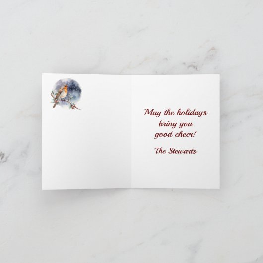 Stewart Wappen & Tartan w/Robin Personalisiert Xma Karte (Innenseite)
